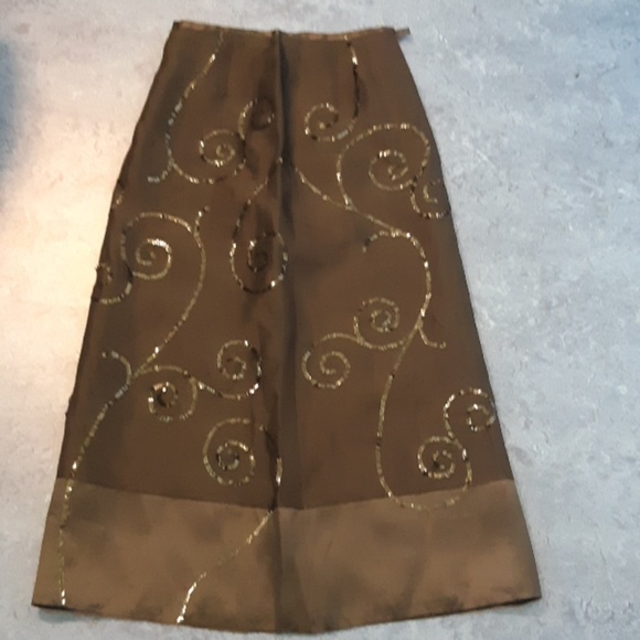 Ann Taylor long black silk skirt with sequins - Picture 2 of 7